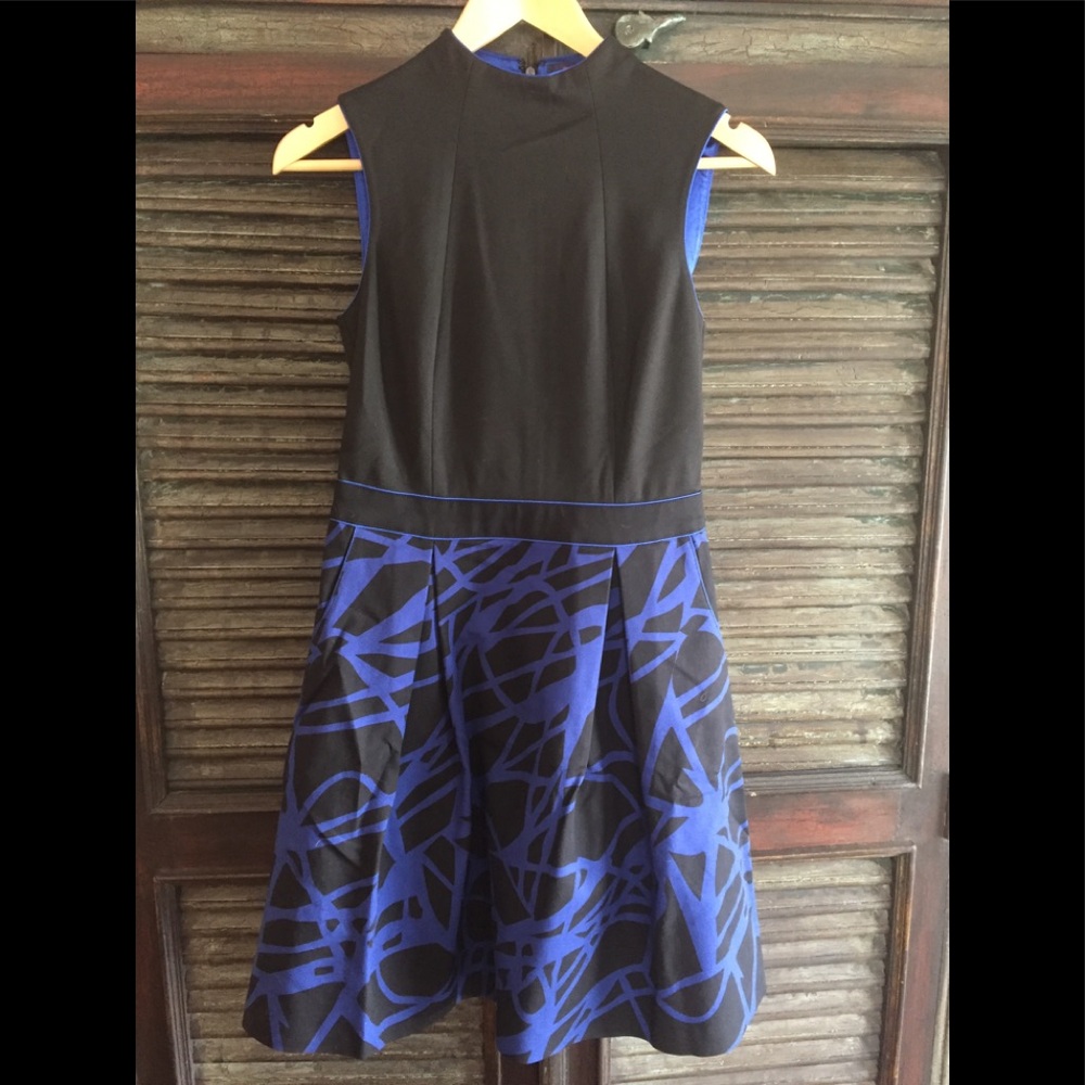 Black and blue print Boldi cocktail dress